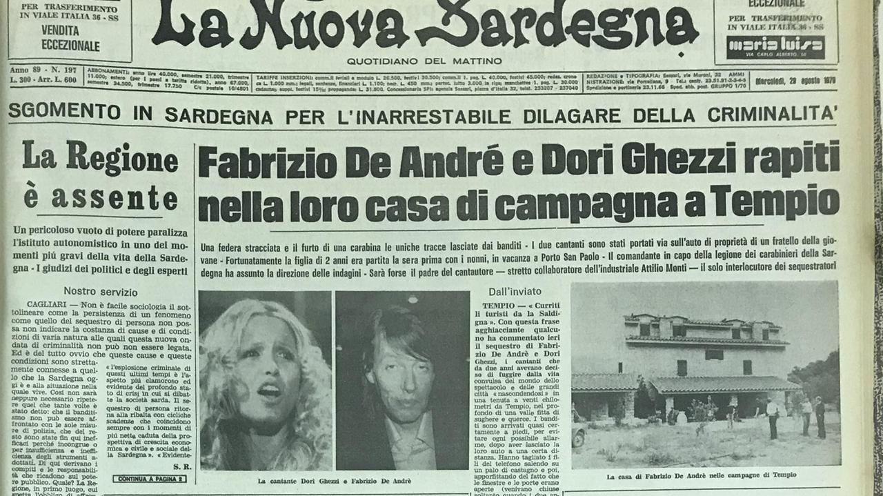 La prima pagina della Nuova Sardegna del 29 agosto 1979