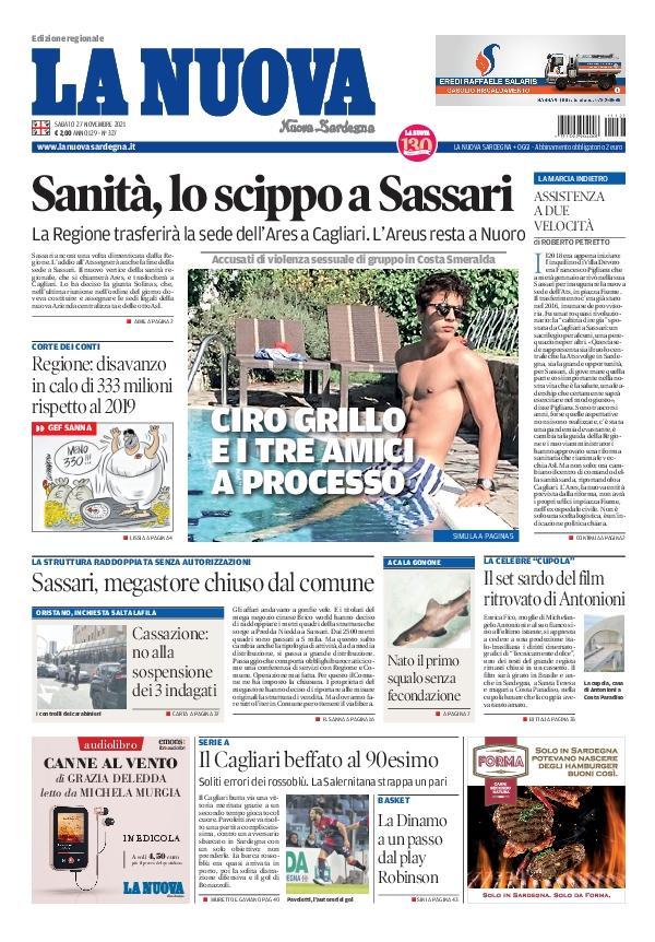 La Nuova Sardegna - Prima Pagina - 27 novembre 2021