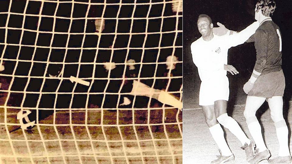 Nella foto il rigore parato a Pelè e sopra O’ Rey si complimenta con Ginulfi