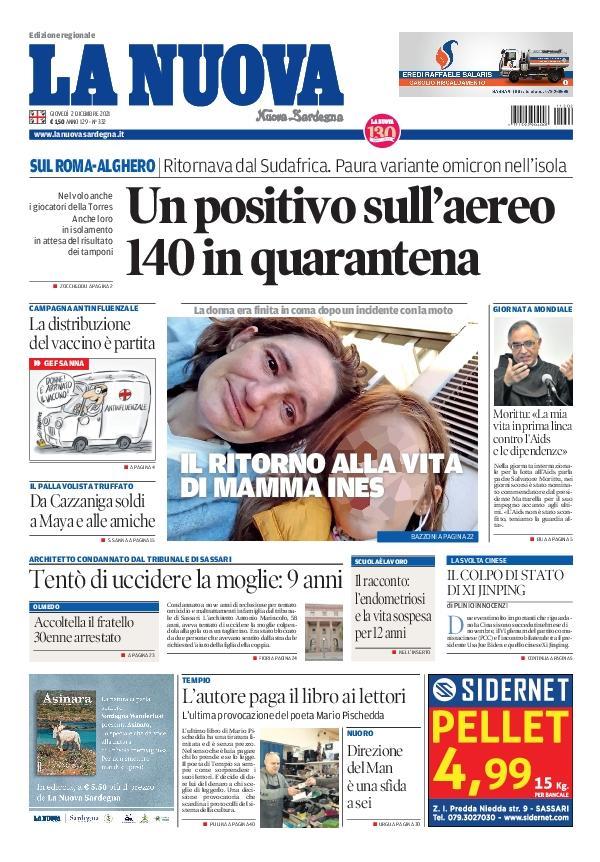 La Nuova Sardegna - Prima Pagina - 2 dicembre 2021