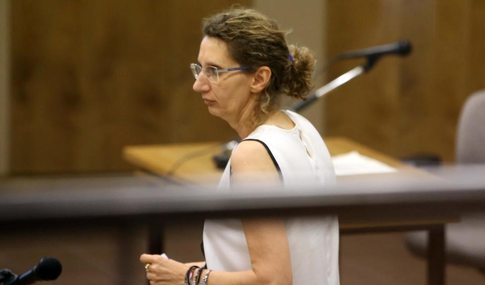 Nadia Bolognini durante un’udienza a Reggio Emilia per il processo sugli affidi in Val D’Enza