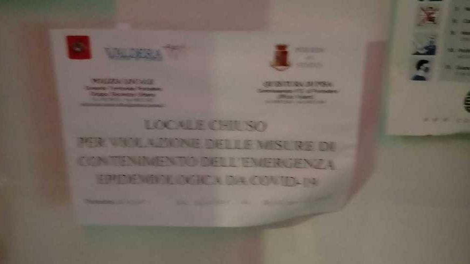 Misure anti-Covid, chiuso per tre giorni un bar del centro
