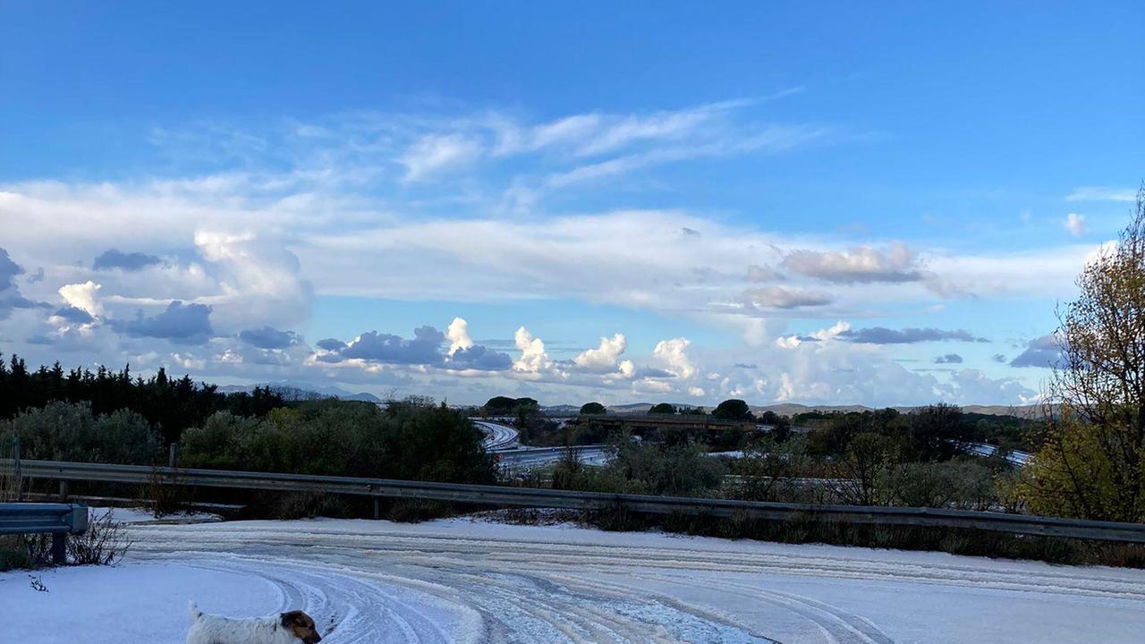 L'eccezionale grandinata che ha colpito le campagne di Bagno di Gavorrano (Foto di Alice Sgarbi)