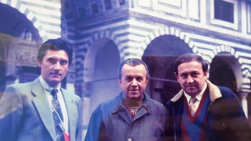 Da sinistra Giuseppe Saronni, Mario Martini ed Ernesto Colnago