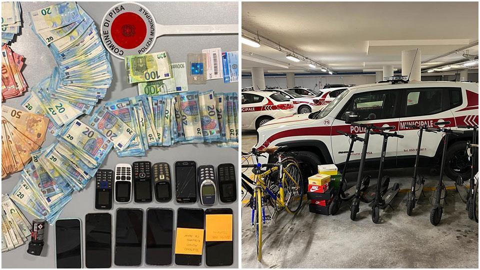 la Municipale ha trovato monopattini e bici di valore, droga e cellulari