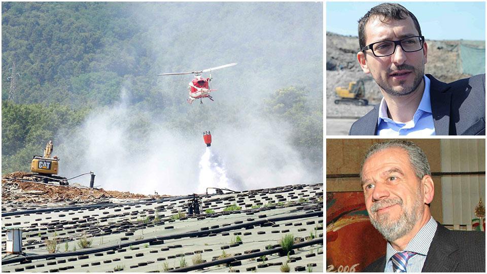 l’incendio nel cuore della discarica del Cassero, il presidente di Pistoiambiente Alfio Fedi e il direttore tecnico dell’impianto Michele Menichetti