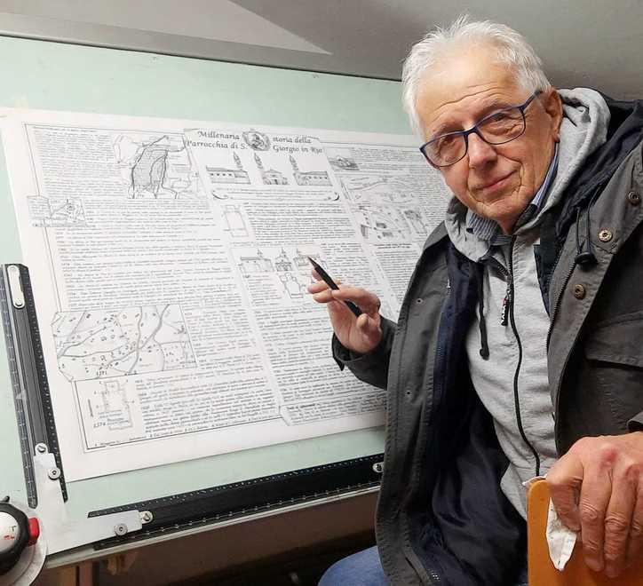 La storia della parrocchia in una mappa a china di Tienno Tagliavini 