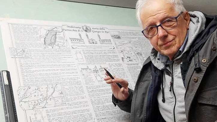 La storia della parrocchia in una mappa a china di Tienno Tagliavini