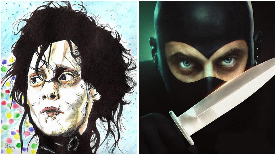 “Edward mani di forbice”, cult natalizio on demand, in un disegno di Francesca Lenzi e Diabolik