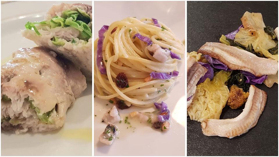 Verdure e pesce povero: cefalo marinato in bruschetta coste di bieta e rapini arrosto 