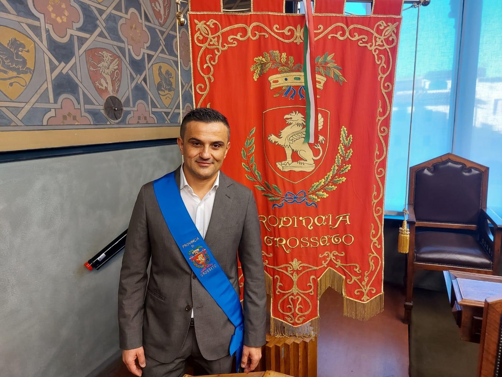 Il neopresidente della Provincia di Grosseto, Francesco Limatola, appena proclamato