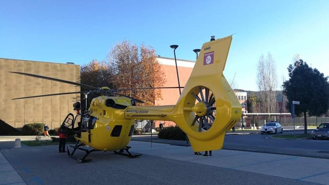 L'elicottero che ha soccorso la studentessa cinese