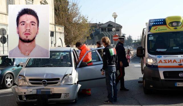 L’auto dell’imputato assolto ieri pomeriggio e, nel riquadro, la vittima Maurizio Fratello