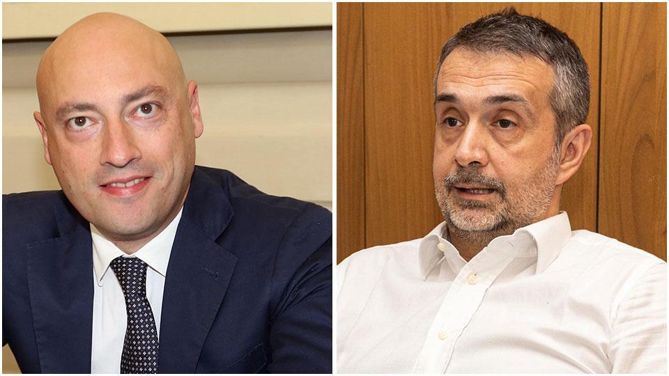 Ennio Rucco, ex vicesindaco e consigliere del Pd e Alessandro Sartoni, assessore ai Lavori pubblici