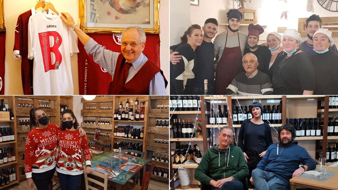 Beppino Mancini patron della "Barcarola"; lo staff dell"'Angelo d'Oro"; Aurora e Lucia del "Porto di Mare"; Richard Prima e Gianluca Mannucchi di "Guglie"