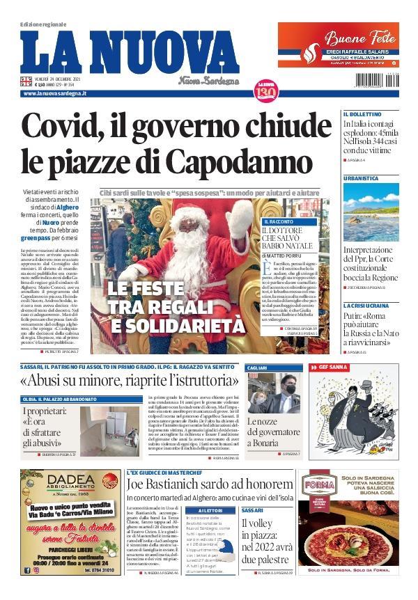 La Nuova Sardegna - Prima Pagina - 24 dicembre 2021