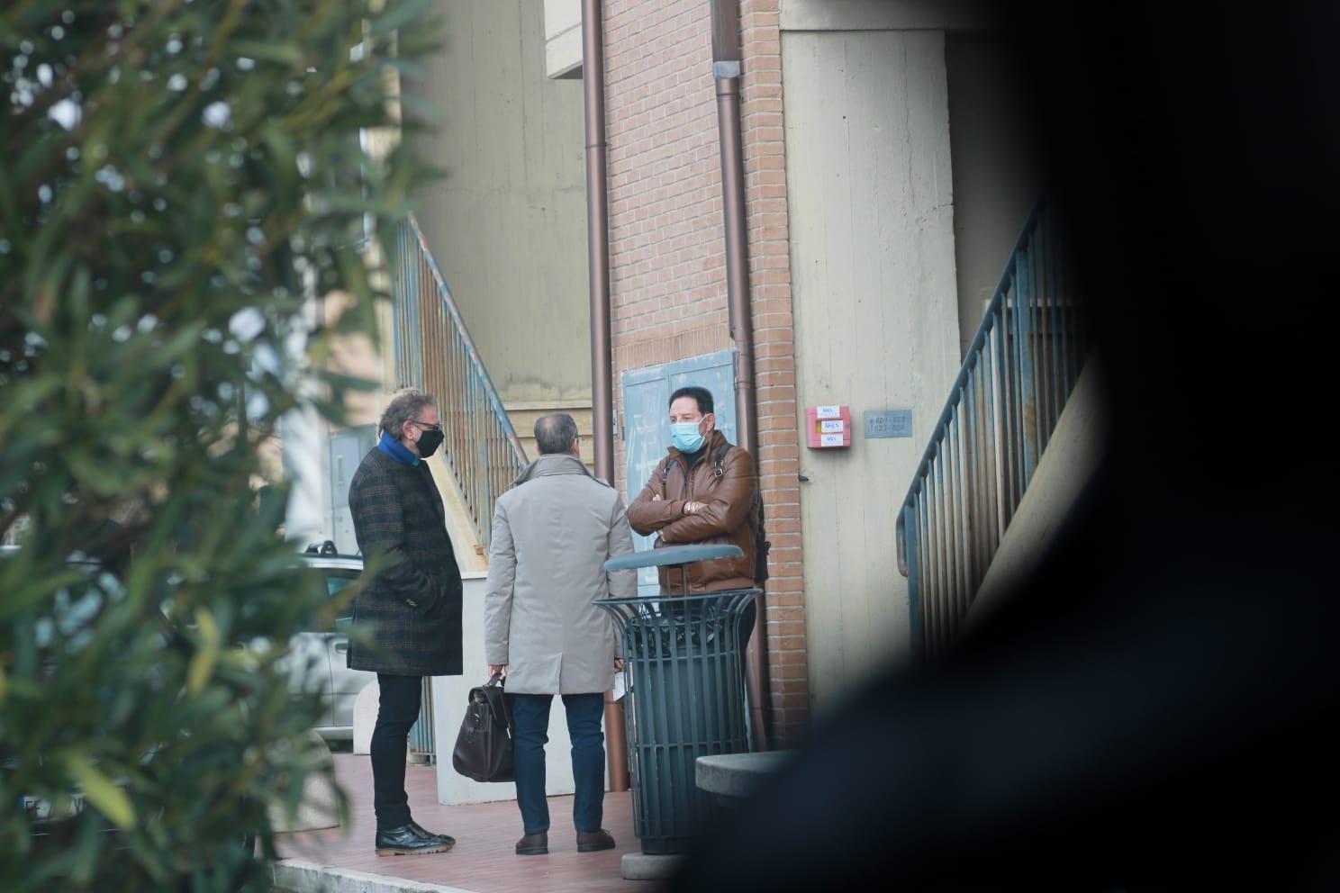 L'incontro della vigilia di Natale: a sinistra il presidente del Grosseto, Mario Ceri; insieme a lui i membri della possibile nuova proprietà del club biancorosso
