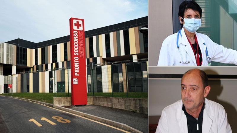 L’ingresso del pronto soccorso dell’ospedale San Luca. A destra, in alto, Fabiana Frosini, direttrice del pronto soccorso. In basso, Andrea Nicolini, direttore area Emergenza urgenza del 118