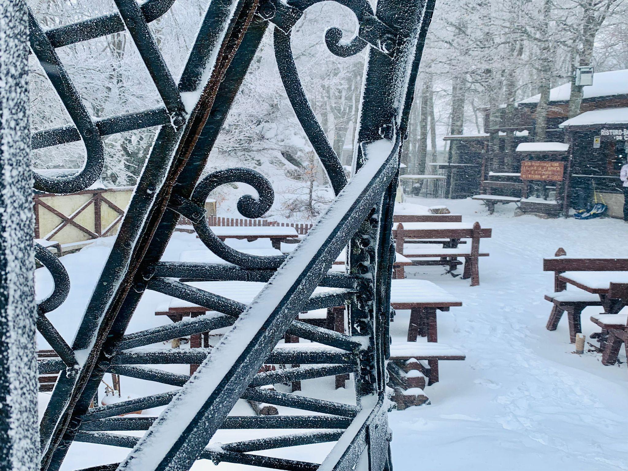 La neve cade copiosa sul Monte Amiata