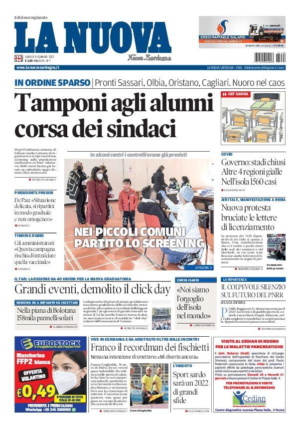 La Nuova Sardegna - Prima Pagina - 8 gennaio 2022