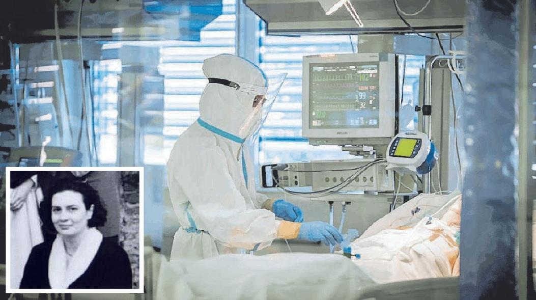 Un reparto di terapia intensiva Covid. Nel riquadro l'insegnante Mila Montagni