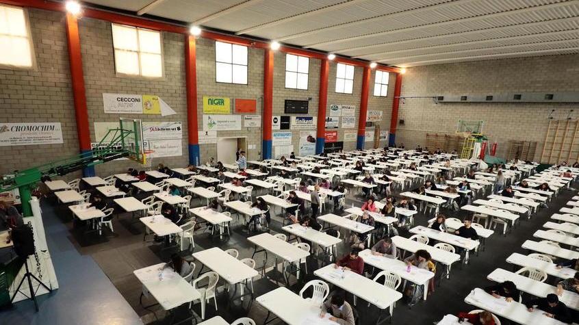 Una delle sale allestite per un concorso del Comune a Empoli prima del Covid