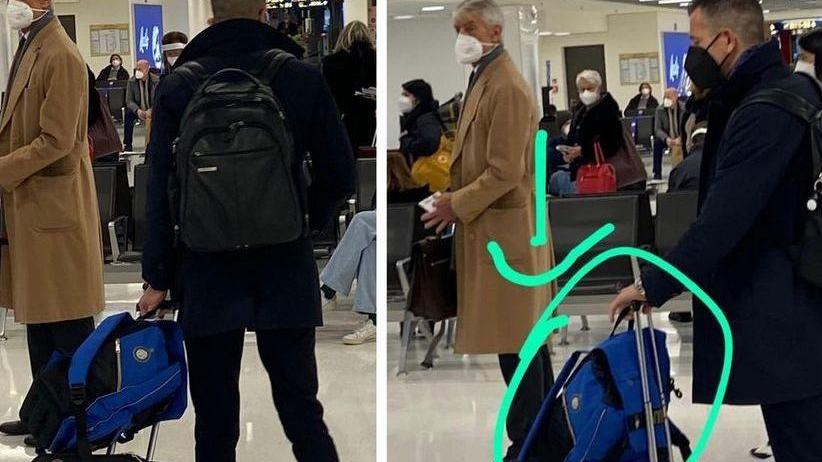 Doveri all’aeroporto con lo zaino dell’Inter