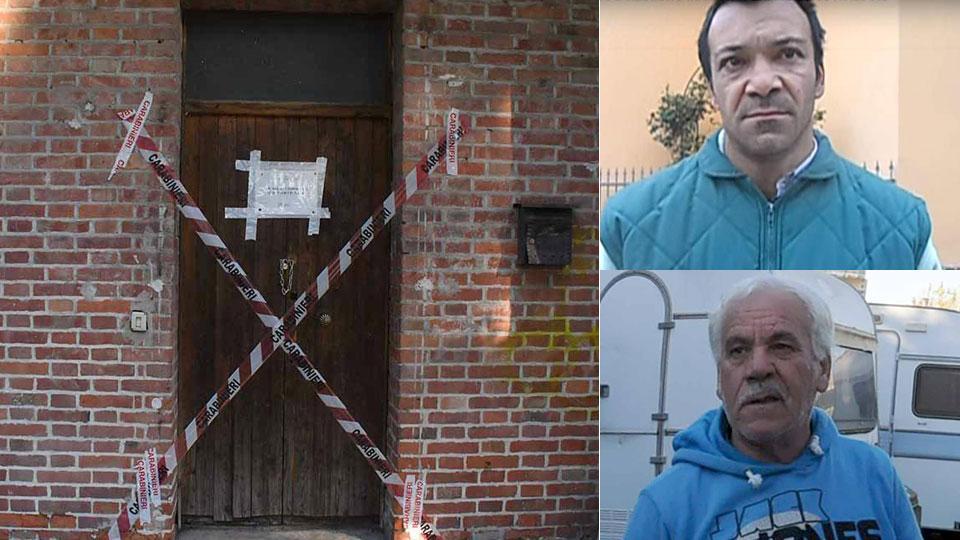 Locale posto sotto sequestro all'ex campo profughi nella casa abitata dalla vittima. In alto a sinistra La vittima Paolo Fiorentino, in basso a sinistra Francesco Di Blasi l'omicida