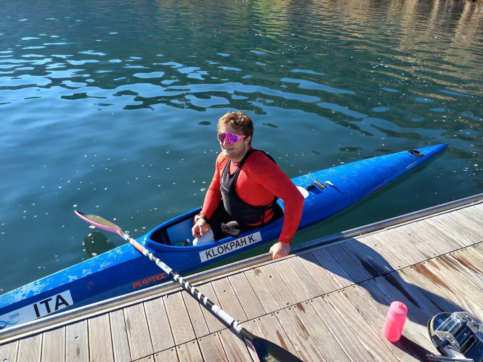 Christian Volpi in canoa