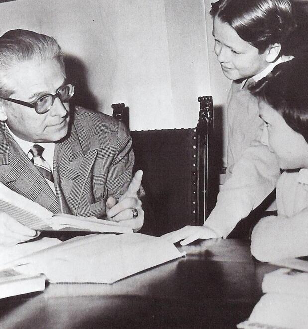 Giovanni Gronchi con i figli Mario e Maria Cecilia