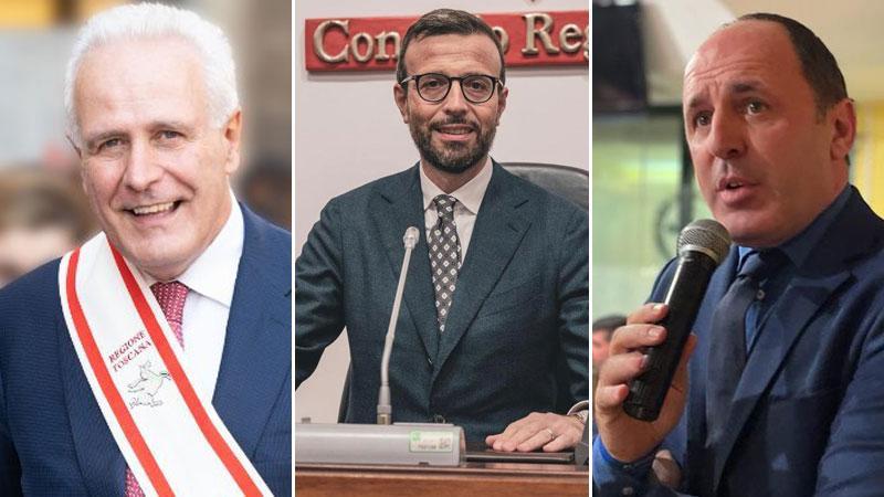 Eugenio Giani (Pd), Antonio Mazzeo (Pd) e Marco Landi (Lega)