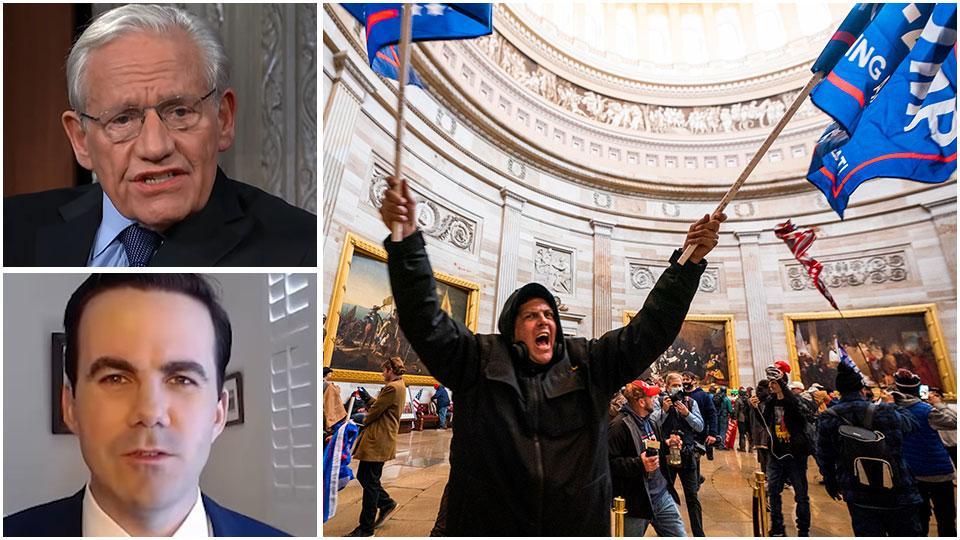 L’assalto a Capitol Hill da parte dei manifestanti filo-Trump il 6 gennaio 2021. A sinistra: Woodward e, in basso, Costa