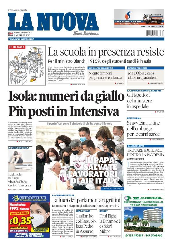 La Nuova Sardegna - Prima Pagina - 20 gennaio 2022
