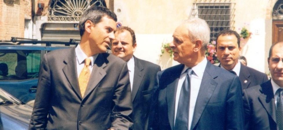 A sinistra l'ex sindaco di Lucca, Pietro Fazzi, insieme a Marcello Pera