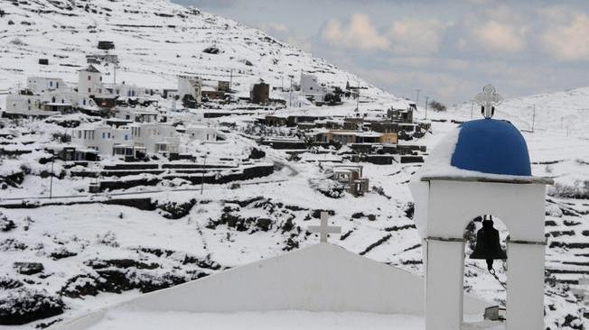 Grecia: Mykonos e le Cicladi imbiancate dalla neve