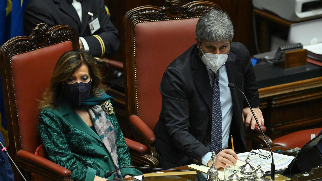 La presidente del Senato Casellati e della Camera Fico durante la seconda votazione