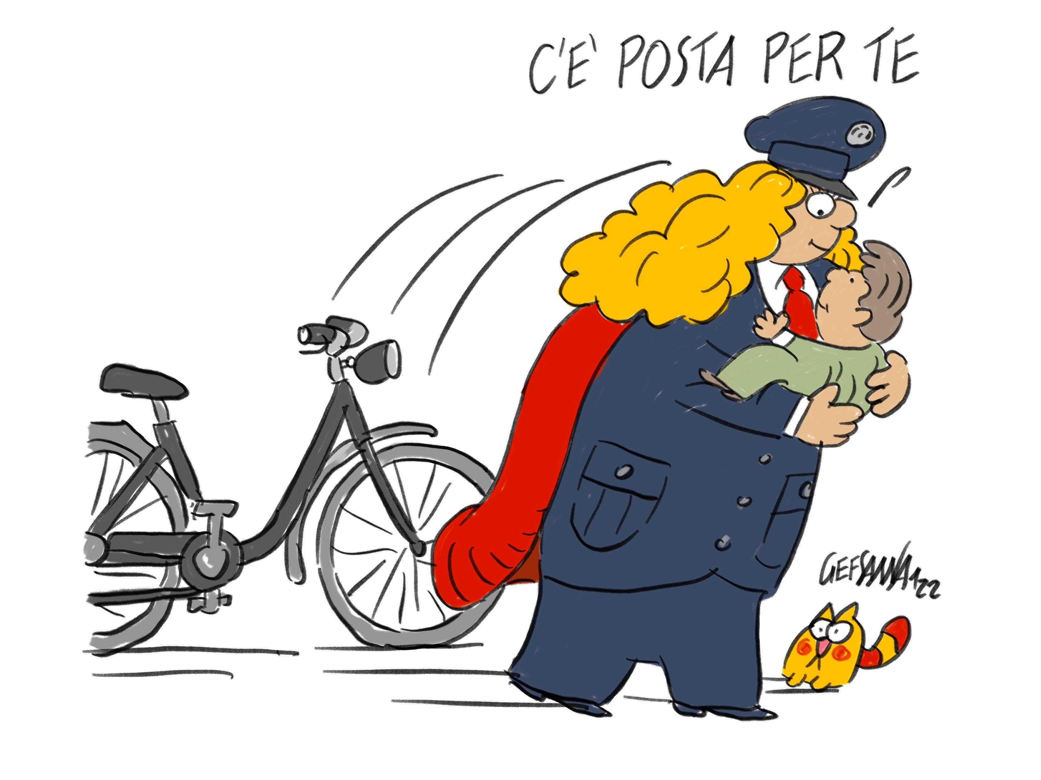 La vignetta di Gef: la postina salva la bimba dal soffocamento