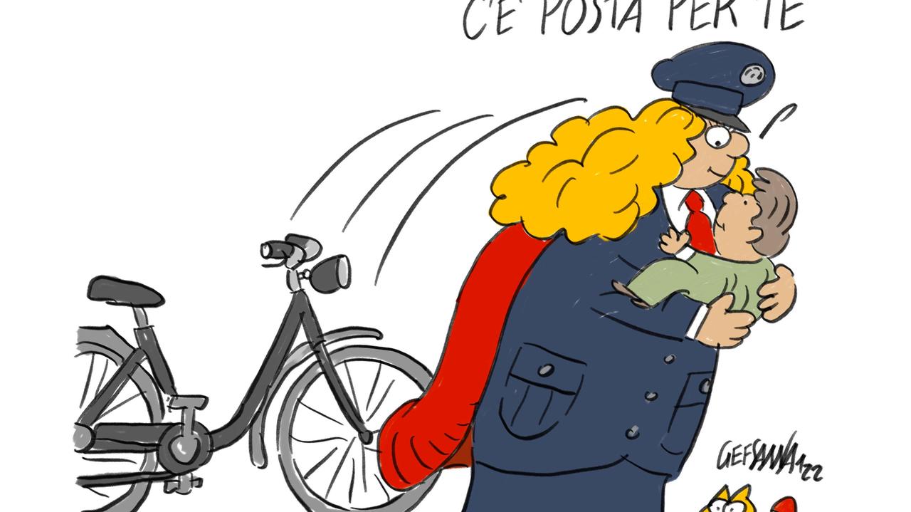 La vignetta di Gef: la postina salva la bimba dal soffocamento
