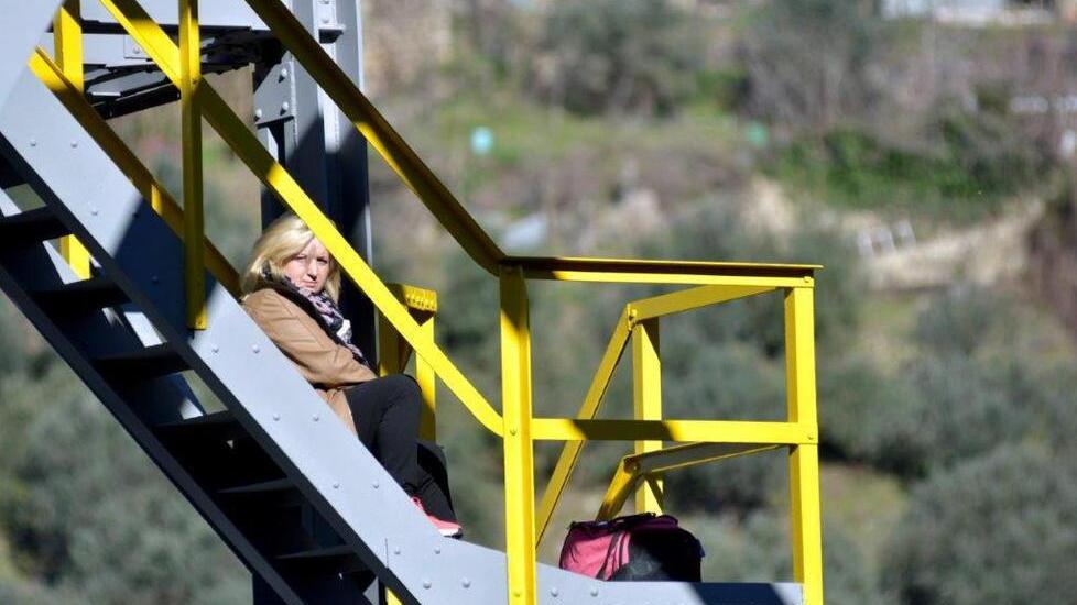 Serena Vasile, salita sulla torre del pozzo Roma della miniera di Gavorrano martedì mattina