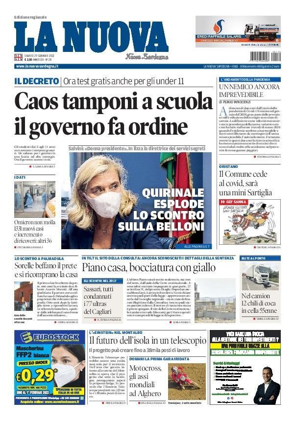 La Nuova Sardegna - Prima Pagina - 29 gennaio 2022