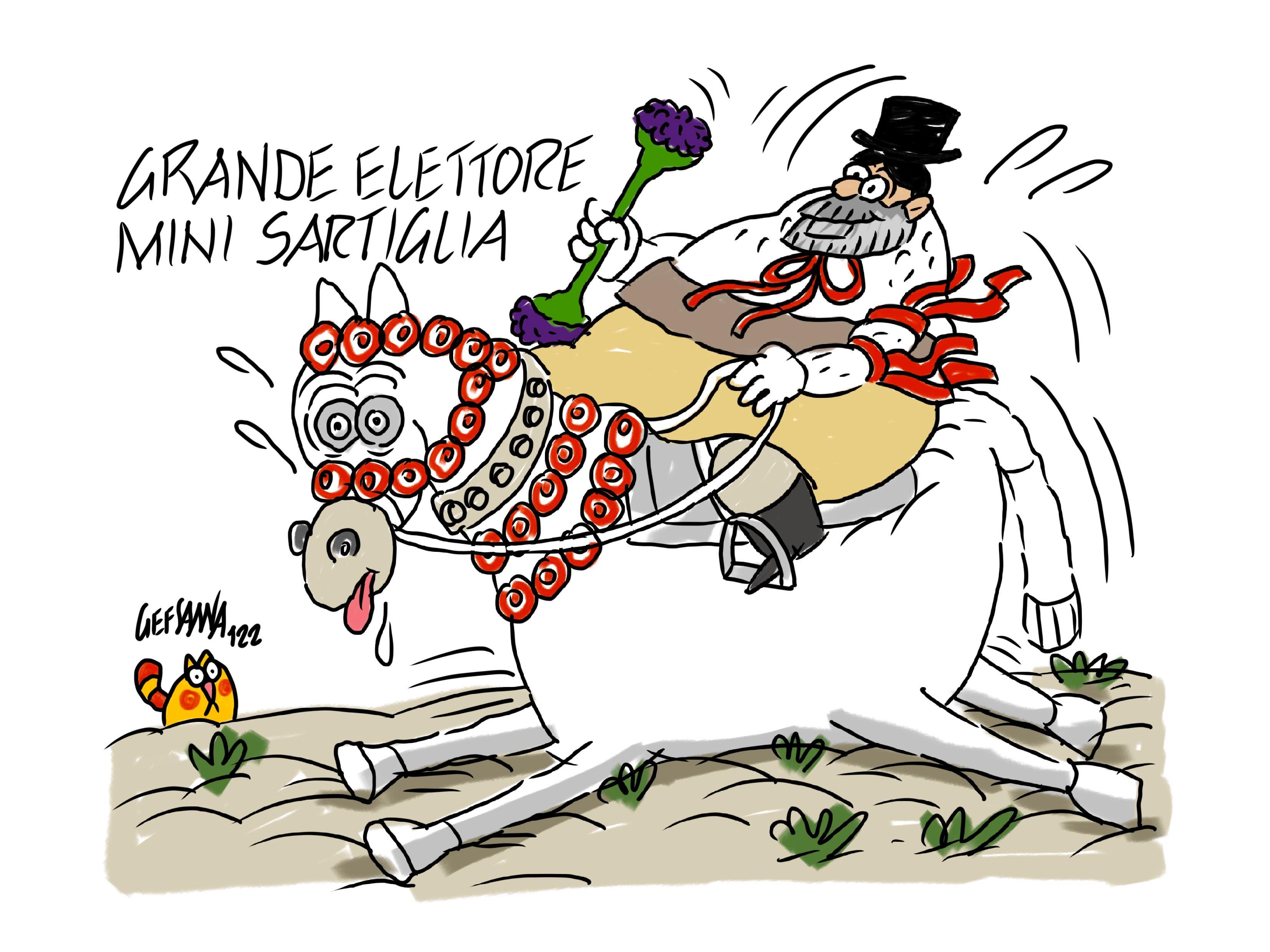 La vignetta di Gef: la Sartiglia di Oristano ridotta al minimo