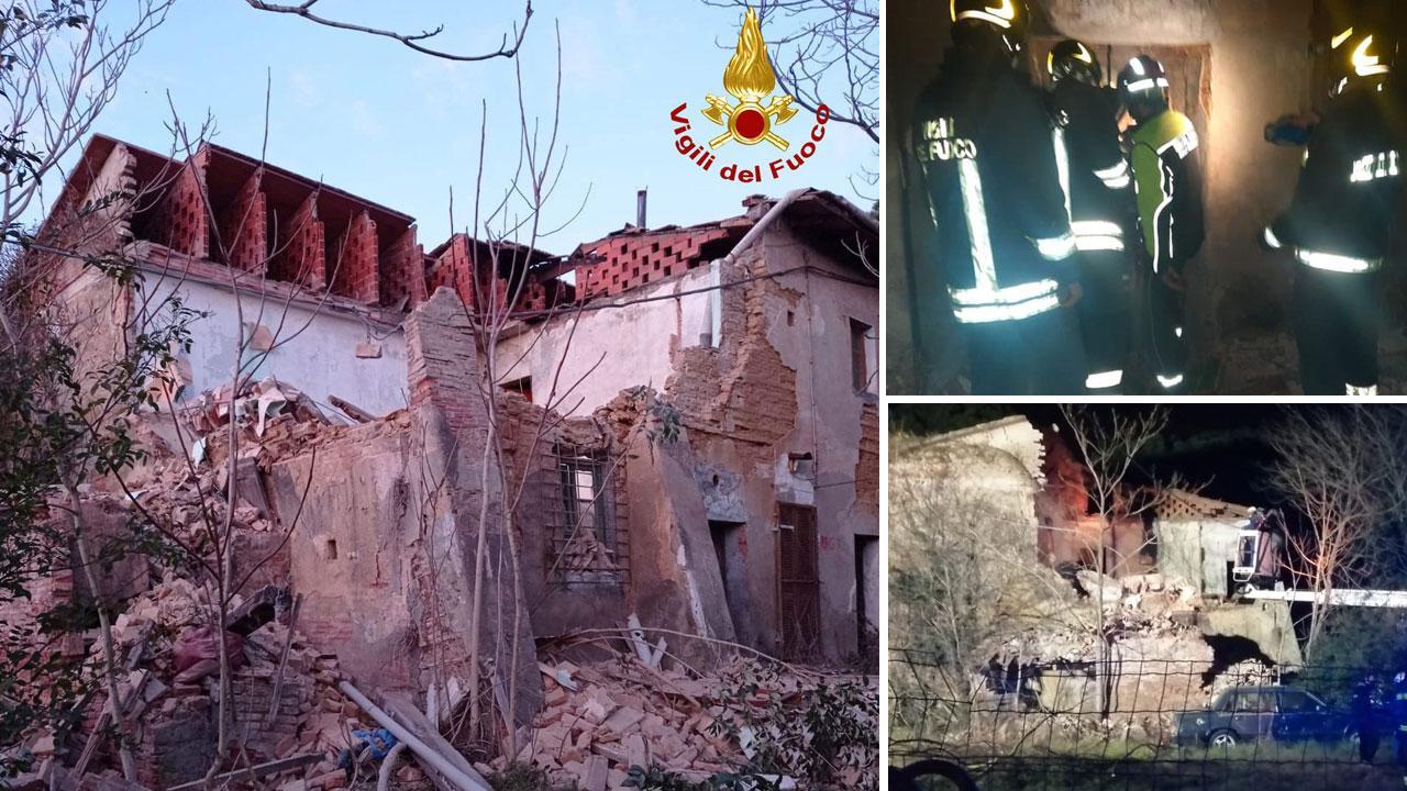 La palazzina crollata e l'intervento dei vigili del fuoco