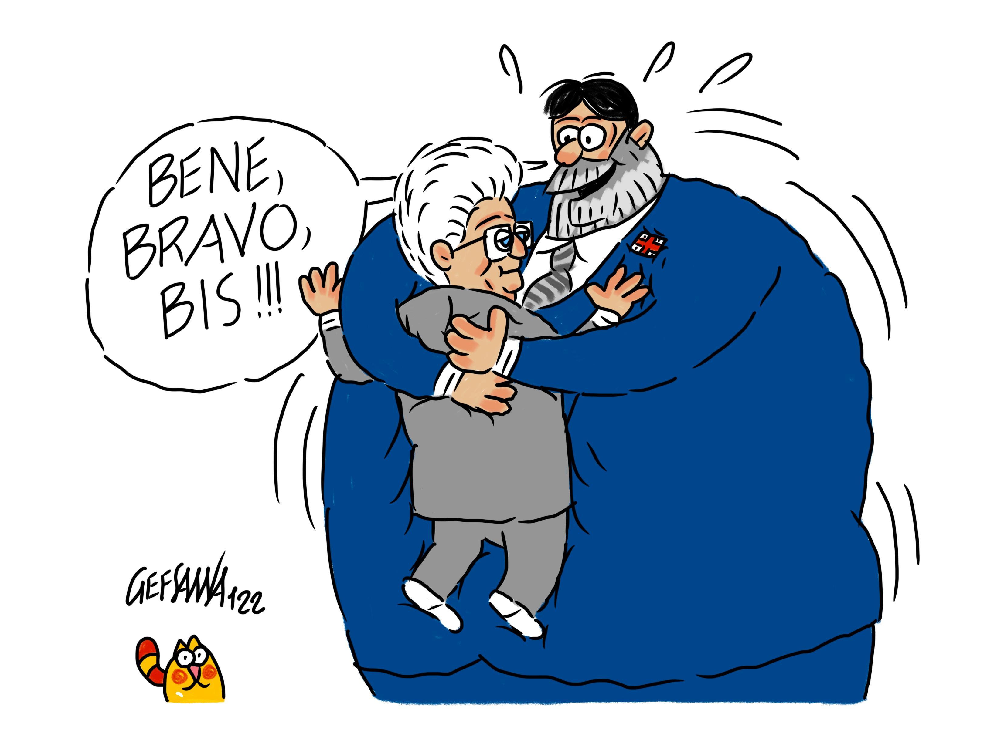 La vignetta di Gef: la rielezione di Mattarella festeggiata da Solinas
