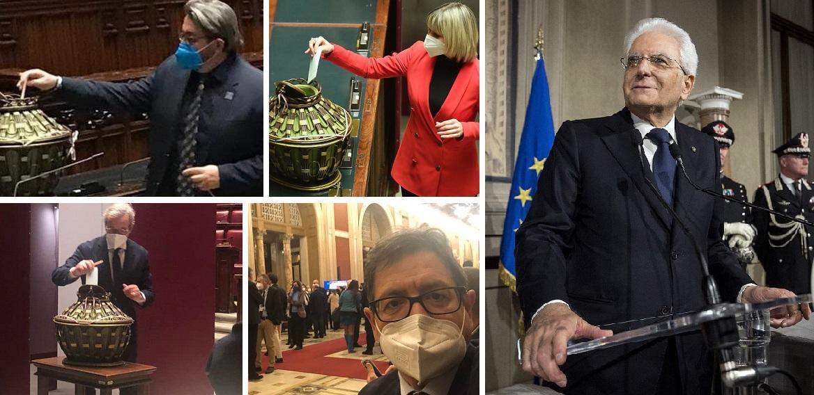 Dall'alto a sinistra in senso orario: Roberto Berardi, Elisabetta Ripani, il Presidente della Repubblica Sergio Mattarella (foto LaPresse / Roberto Monaldo), Luca Sani in attesa della chiama e Mario Lolini