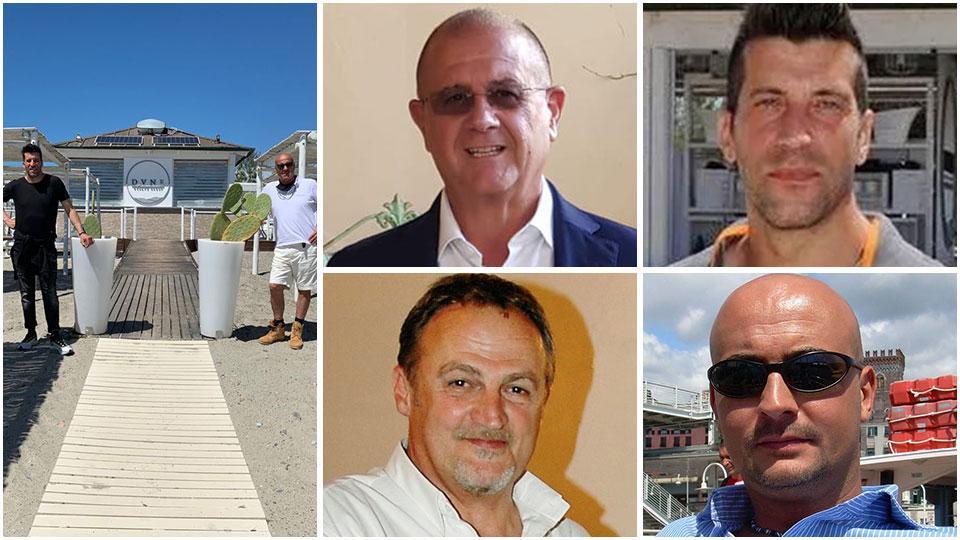 Fabrizio Lotti a destra (vestito di bianco) con Claudio Serratore, Massimo Giuliani, Claudio Serratore, Giampaolo Pioli e Thomas Ruzzier