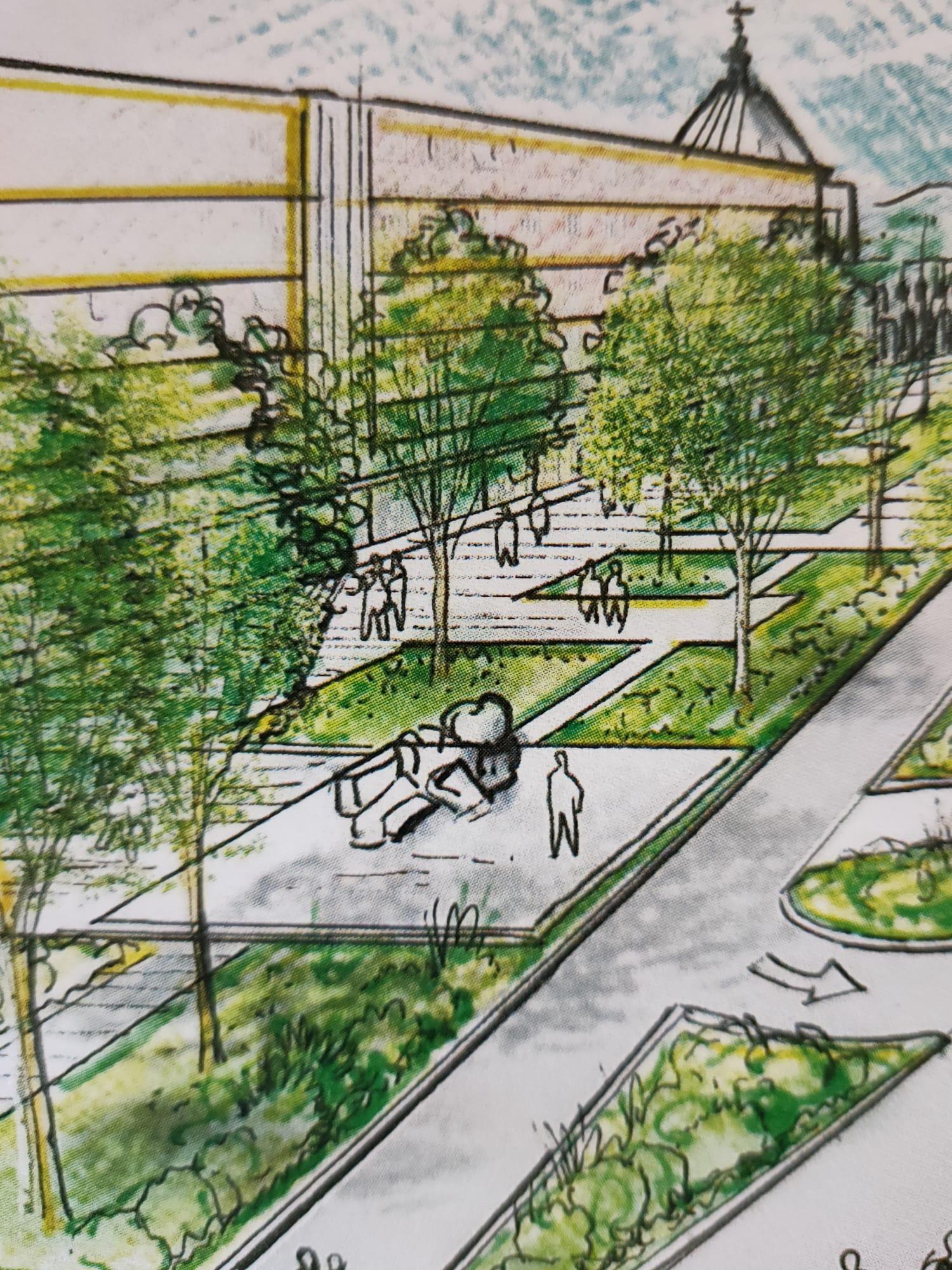 Una bozza del progetto della passeggiata di piazza Matteotti