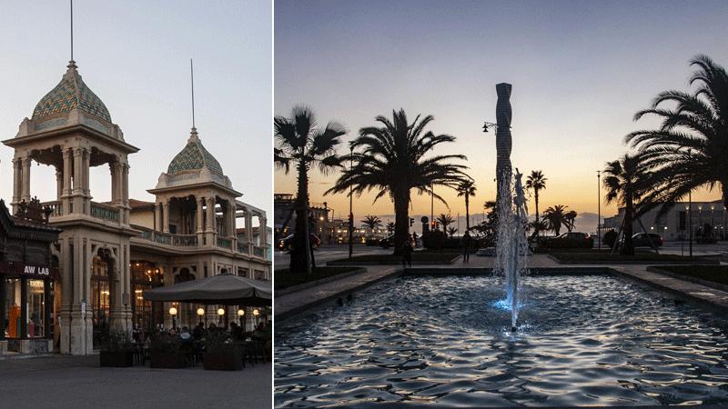 Il Gran Caffè Margherita. Un’immagine evocativa di piazza Puccini al tramonto (Foto Paglianti)