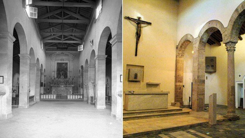 L’interno della chiesa nel 1895. L’interno attuale