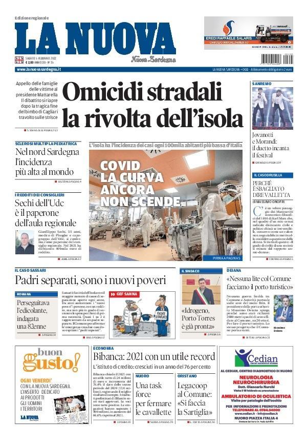 La Nuova Sardegna - Prima Pagina - 5 febbraio 2022