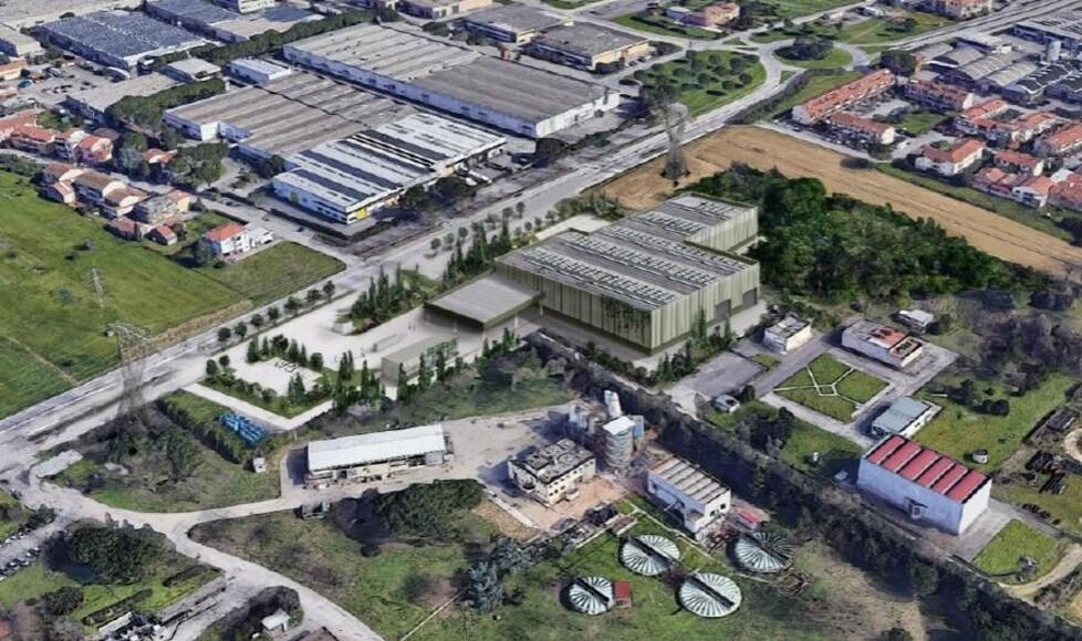 Il rendering diffuso dal Comune mostra il capannone del centro di smistamento di via Parone